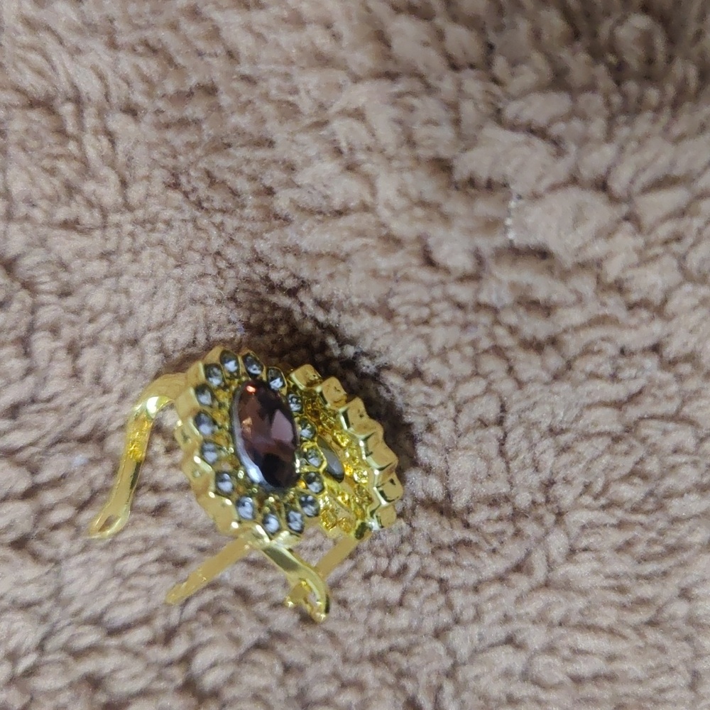 Purple Gold‑Tone Oval Statement Earrings – Jewel‑Tone – - Picture 5 of 5